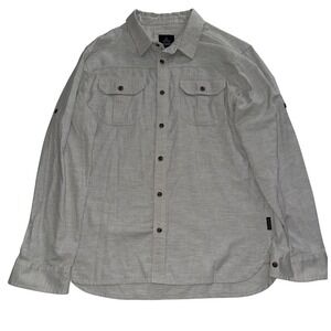 Prana Mens Organic Cotton Blend Roll Tab Long Sleeve Shirt Large